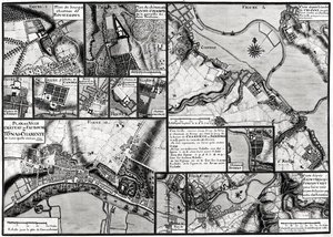 Map of the towns and chateaux situated along the Charente River in 1714, from Recueil des Plans de Saintonge by Claude Masse