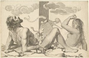 Adam and Eve at the Foot of the Cross by Claude Mellan
