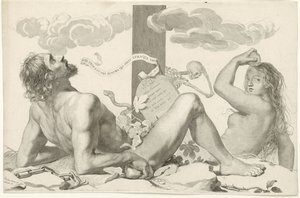 Adam and Eve at the Foot of the Cross by Claude Mellan