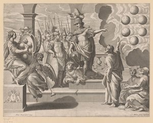 Allegory with Soldiers and the Medici Coat of Arms by Claude Mellan