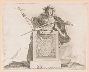 Allegorical Figure with the Coat of Arms of the Potier Family by Claude Mellan