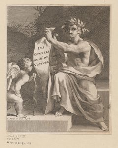 Apollo and an Amor (Title Page for: Vincent de Voiture, Les Oeuvres de Vincent de Voiture, 1650) by Claude Mellan