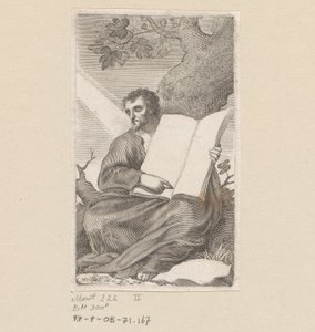 Saint Augustine Sitting at the Foot of a Tree (Title Page for: Les Confessions de Saint Augustin, 1639) by Claude Mellan