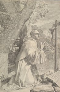 St. Bernard Kneeling Before a Crucifix by Claude Mellan