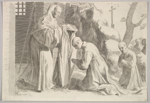 St. Bernard Receives a Monks Habit by Claude Mellan