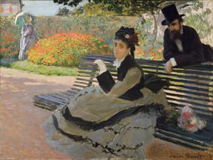 Camille Monet on a Garden Bench by Claude Monet