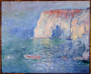 Etretat, La Manneporte, Reflections on the Water by Claude Monet