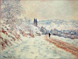 The Road to Vetheuil, Snow Effect by Claude Monet