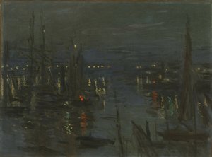 The port of Le Havre at night, 1873 by Claude Monet