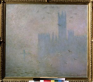 Seagulls. The Thames in London. The Houses of Parliament by Claude Monet