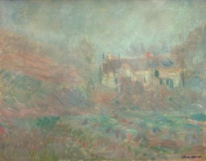 Houses in Falaise, Fog by Claude Monet