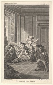 A Man Curled Up in a Chair Looks Toward Another Man Who Approaches Him from the Left, ca. 1784 by Claude Nicolas Malapeau