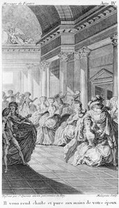 The Marriage of Figaro by Beaumarchais, Act IV (Drawing by St. Quentin, Engraving by Malapeau)