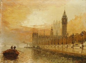 View of Westminster from the Thames by Claude T. Stanfield Moore