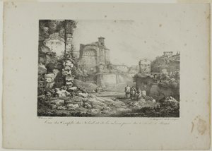 View of the Temple of the Sun and Moon from the Coliseum in Rome by Claude Thienon