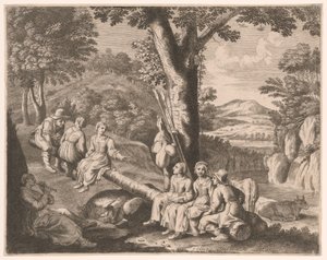 The Swing, Plate 11 from Pastorales by Claudine Bouzonnet Stella
