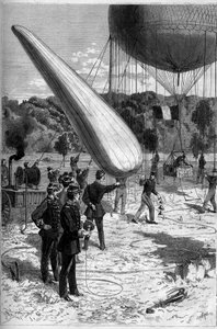 Military aerostats: telephonic experiences in the establishment of Meudon. Engraving by Claverie in Le Monde Illustré n°1331 of September 30 by Claverie