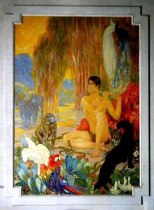 Zoology, decorative painting in the 