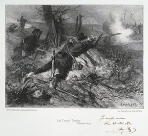 Franco-Prussian War 1870-1871: French Riflemen. From a Series of Lithographs by Clement August Andrieux on the Gardes Nationales.