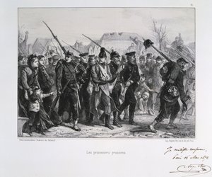 Franco-Prussian War 1870-1871: Prussian prisoners-of-war. From a series of lithographs by Clement August Andrieux by Clément Auguste Andrieux