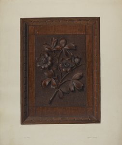 Carved Wood Panel by Clyde L. Cheney
