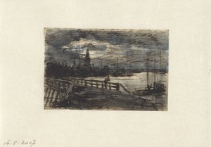 View of a Canal in a City by Coen Metzelaar