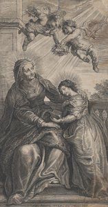The education of the Virgin, with Saint Anne and the Virgin Mary reading with two p..., ca. 1700-24