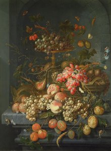 Still life of fruit on a ledge