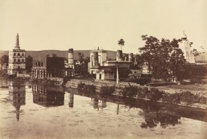 Tank and Temples at Bunshunkuree, c. 1857 by Col. Thomas Biggs
