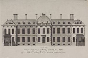 Elevation of Montague House to the court of Great Russell Street, Holborn, c.1725 (engraving)