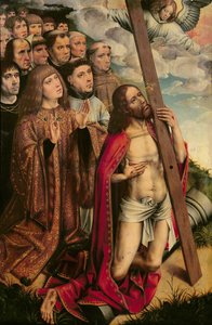 Christ the Mediator with Philip the Handsome (1478-1506) and his Entourage, left hand panel from an altarpiece by Colijn de Coter