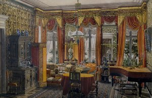 Berlin drawing room, watercolor by Conrad von Muralt by Conrad von Muralt