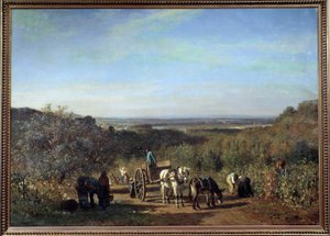 Harvest on the Banks of the Seine at Suresnes by Constant Emile Troyon