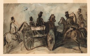 A Carriage and Three Riders by Constantin Guys