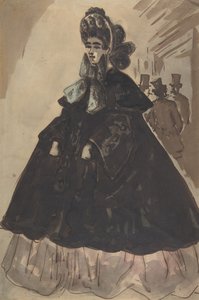 A Lady in a Bonnet and Coat by Constantin Guys