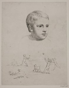 Top: Portrait of T. N. Thiele as a Child, Bottom: Four Boys Playing Ball by Constantin Hansen
