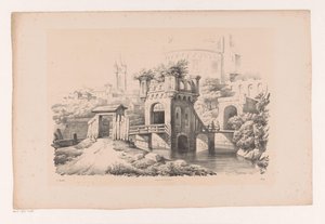 Bridge with Overgrown Tower (The Landscape series) by Constantinus Cornelis Huysmans
