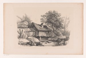 Wooden House Above River (The Landscape) by Constantinus Cornelis Huysmans