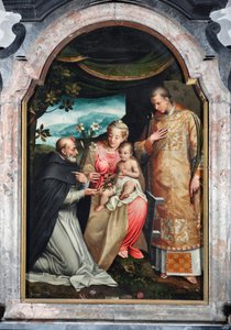 Virgin and Child between Saint Vincent Ferrier and Saint Vincent of Zaragoza by Coriolano Malagavazzo