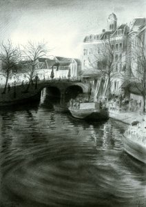 City Canal Drawing by Corné Akkers