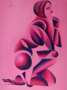 Pensive Geometric Woman by Corné Akkers