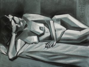 Reclining Cubist Nude by Corné Akkers