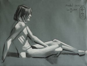 Seated Nude Study by Corné Akkers