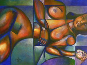 Serene Cubist Woman by Corné Akkers