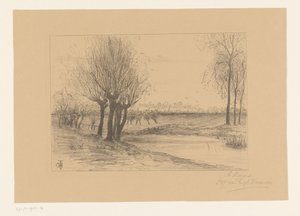 Meadow with Pollard Willows (In Zeeland) by Cornelia Christina Johanna van Trigt Hoevenaar (signed by artist)