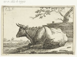 Landscape with a Lying Cow with a Blanket on its Back