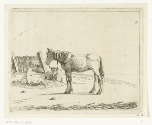 Landscape with Horse and Two Cows by a Fence