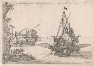 Galley Anchored in a Bay (Harbor Views) by Cornelis Bol