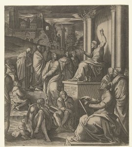 Christ Preaching to the People by Cornelis Bos (possibly)