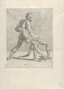 Two Swordsmen, Swordsmen (series title) by Cornelis Bos (possibly)